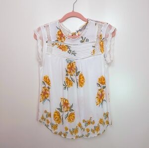 Daniel Rainn Becru Lace Detail Blouse, M, white/yellow